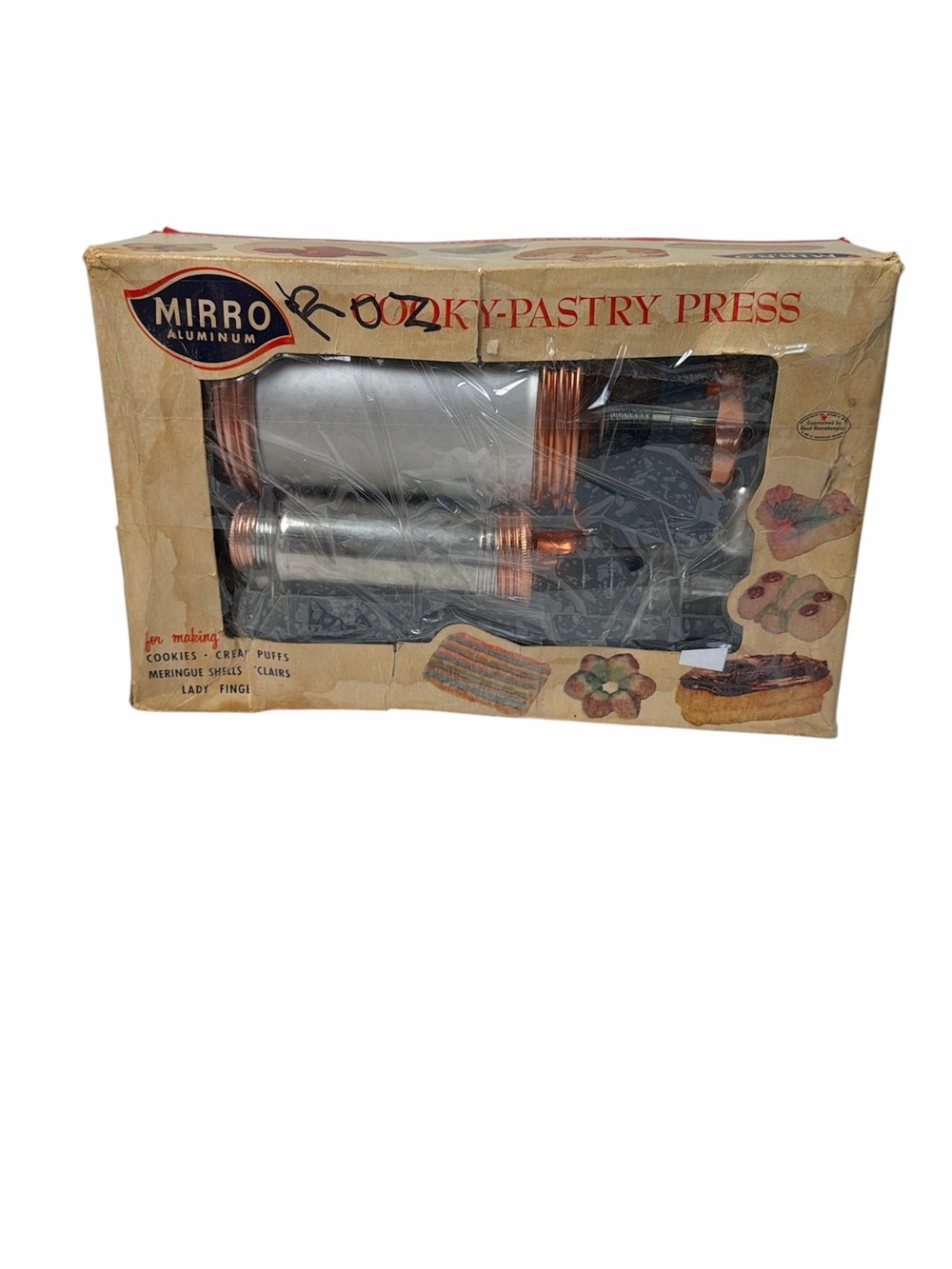 Vintage Mirro Aluminum Cookie Pastry Press Set w/ Original Box Baking Decorator